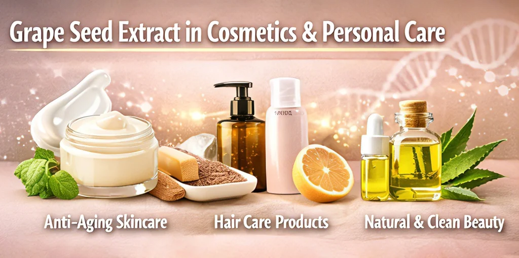 grape seed extract in skincare and haircare products for anti aging and natural beauty formulations