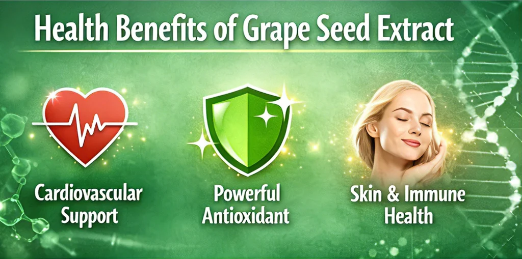 grape seed extract health benefits including antioxidant support cardiovascular health and skin improvement