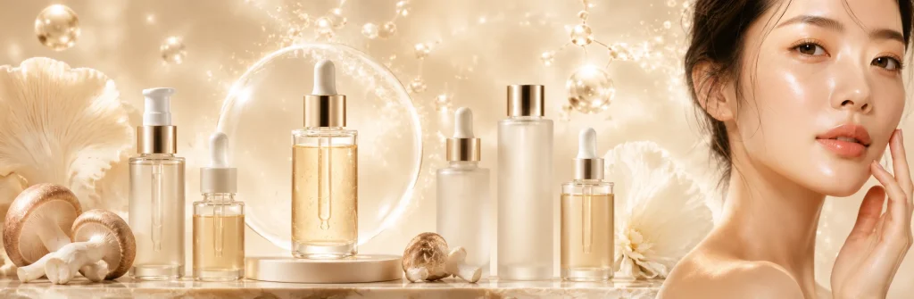 Choosing the right ergothioneine skincare product with gentle serum, clean packaging and mushroom-derived ingredients