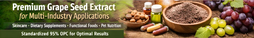 Grape seed extract antioxidant powder rich in OPC and polyphenols for skincare and nutraceutical formulations