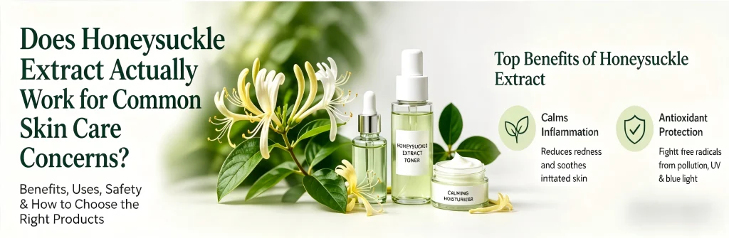 Honeysuckle extract in skin care derived from Lonicera japonica flowers used for soothing and natural skincare formulations