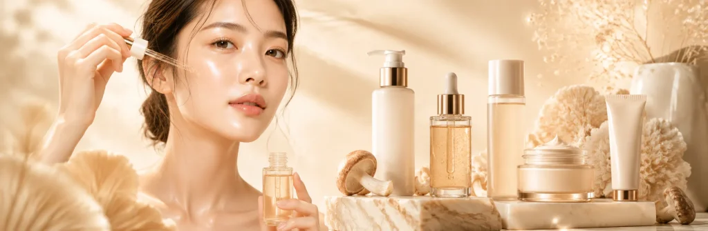 How to use ergothioneine serum in a brightening skincare routine with cleanser, moisturizer and sunscreen