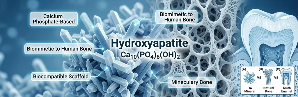 Biomimetic microstructure of hydroxyapatite crystals and their comparison to human bone and tooth mineral.