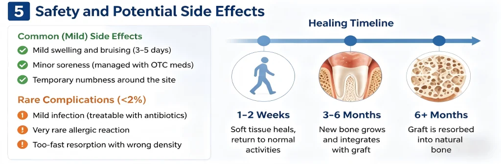 Healing timeline and safety profile of hydroxyapatite bone graft after surgery