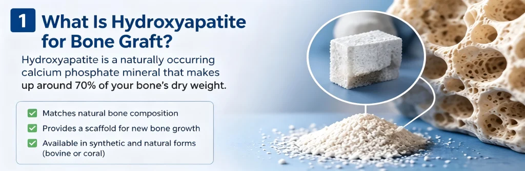 Hydroxyapatite bone graft material structure and calcium phosphate particles used for bone regeneration