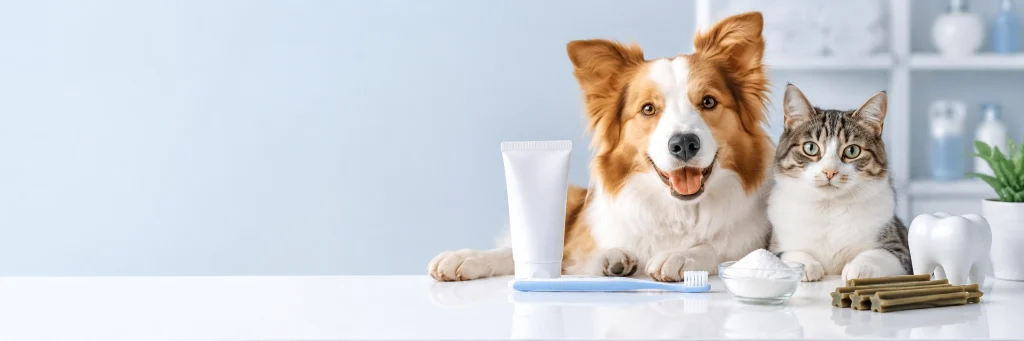 Hydroxyapatite for pet oral care with dog, cat, pet toothpaste, toothbrush, dental chews and mineral powder