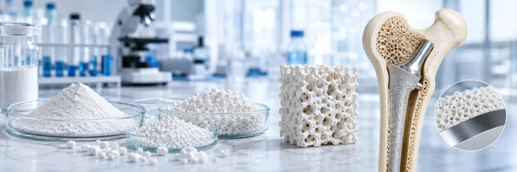 Hydroxyapatite powder, porous granules and scaffold materials for bone repair and implant coating applications
