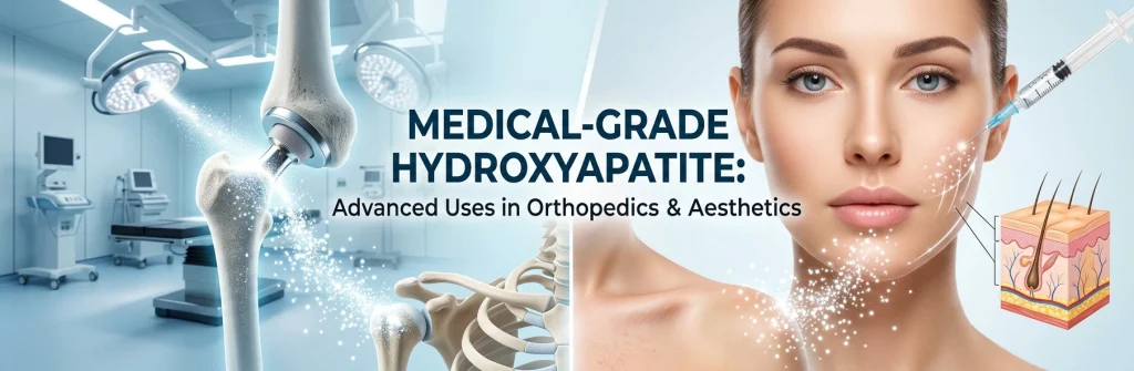 Overview of medical-grade hydroxyapatite applications in orthopedic implant coatings and medical aesthetic facial contouring.