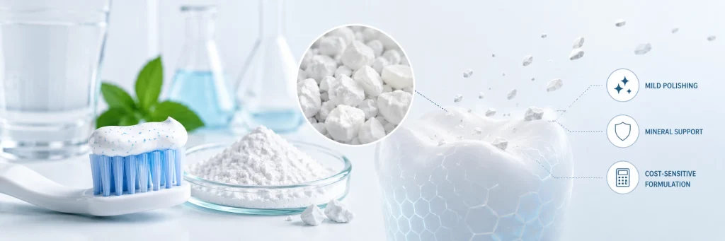 Mikrohydroxyapatitpartikler til generel tandpastaformulering, mild polering og mineralstøtte