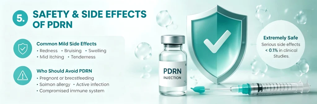 PDRN ചികിത്സാ പ്രക്രിയ: മരവിപ്പ്, മൈക്രോ-ഇൻജക്ഷൻ, കുറഞ്ഞ പ്രവർത്തനരഹിതമായ സമയം, മുഖത്തിൻ്റെയും പരിക്കിൻ്റെയും വീണ്ടെടുക്കൽ ആനുകൂല്യങ്ങൾ കാണിക്കുന്നു
