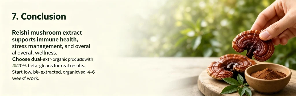 Conclusion and summary of reishi mushroom extract benefits and buying guide for consumers and manufacturers